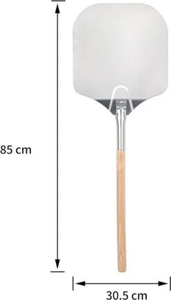 Pelle à Pizza Decopatent® - Pelle à Pizza Carrée Avec Long Manche En Bois (80cm) - Spatule à Pizza Bois / Acier Inoxydable Métal - CARRÉ -Grill Feu Maison 683x1200 1