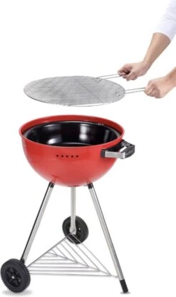 Luxaliving - Barbecue à Charbon - Barbecue Boule Kogelbarbecue X H90 Centimètres - Barbecue Rond - Barbecue Sur Roues - Rouge - Métal -Grill Feu Maison 713x1200
