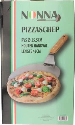 Nonna Pelle à Pizza Inox Ø25,5 - Spatule à Pizza Ronde Pour BBQ Ou Four Avec Manche En Bois - Longueur: 43 Cm -Grill Feu Maison 727x1200