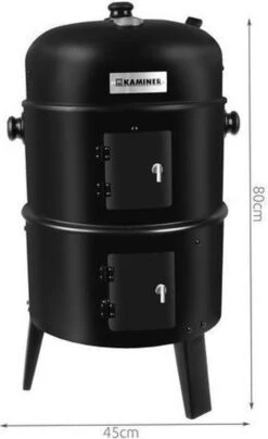 Barbecue Fumeur - BBQ Charbon De Bois - Fumeur Barbecue - Fumeur Barbecue - Fumeur - Four à Grill - Fumeur à Grill - Barbecue De Jardin 3en1 - Fumeur Barbecue - Fumeur Barbecook XL - Couvercle Avec Thermomètre - Zwart - 45x80cm -Grill Feu Maison 734x1200
