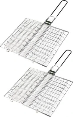 2x Morceaux De Pince Pour Gril à Hamburger BBQ/barbecue 49 Cm - Grilles à Hamburger Pour Le Barbecue