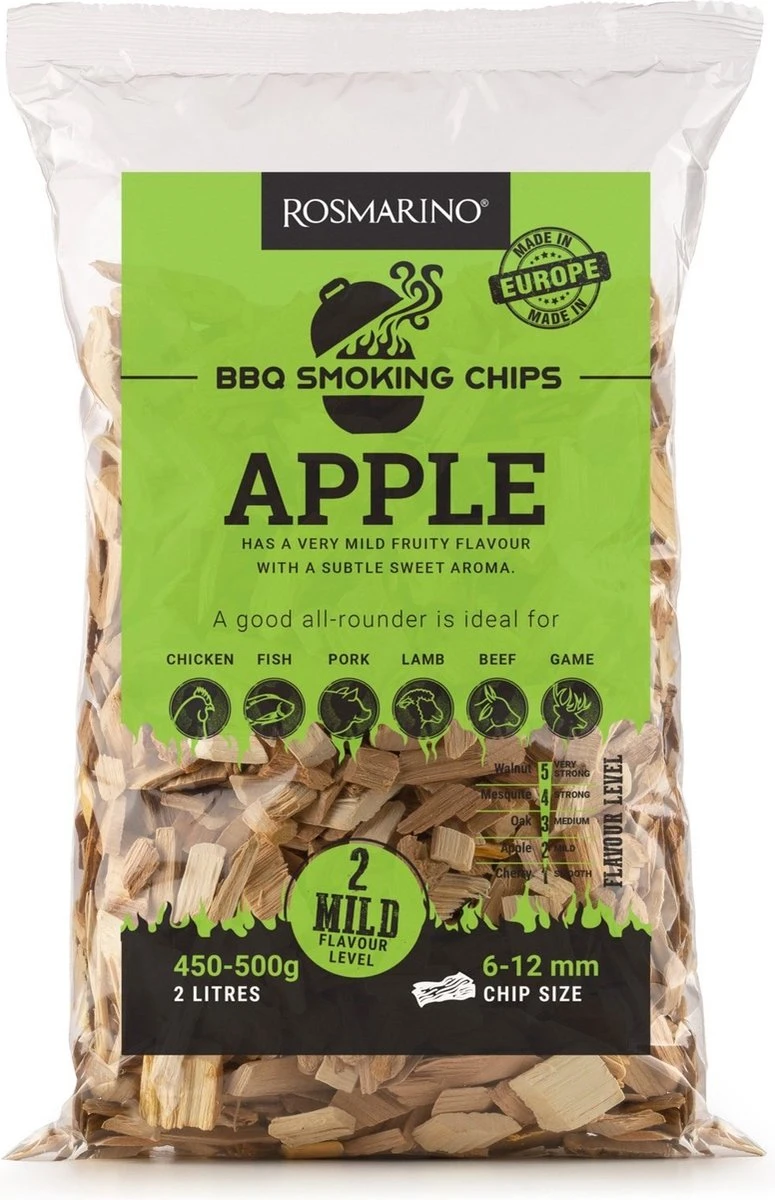 Rosmarino Blacksmith 4-pack Copeaux De Fumée - Pomme - Accessoires BBQ - Bois De Fumage - Snippers De Bois - Barbecue - 4x 500 Grammes 8 Rosmarino Blacksmith 4-pack Copeaux De Fumée - Pomme - Accessoires BBQ - Bois De Fumage - Snippers De Bois - Barbecue - 4x 500 Grammes – Image 8