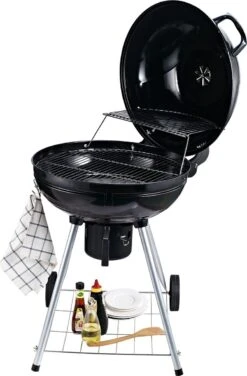 Outsunny Gril Chariot Charbon De Bois Pique-nique Gril Barbecue Avec Récupérateur De Cendres Métal Rond 846-021 -Grill Feu Maison 788x1200