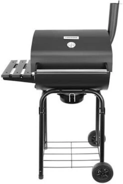 EASTWALL Charcoal Grill Barbecue - Barbecue Avec Table D'appoint - Barbecue à Charbon Mobile - Incl. Outils Et Ventilateur Pour Barbecue - 49x80x120 Cm - Acier Inoxydable - Noir