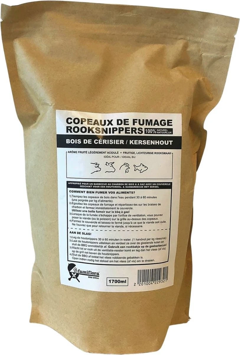 Famiflora BBQ Smoke Chips - Cherry Wood - 8500ML (5 Pièces De 1700ML) - Bois à Fumer Idéal Pour La Volaille, Le Poisson, Le Porc Et Le Bœuf Avec Une Saveur De Fumée Fruitée ! 2 Famiflora BBQ Smoke Chips - Cherry Wood - 8500ML (5 Pièces De 1700ML) - Bois à Fumer Idéal Pour La Volaille, Le Poisson, Le Porc Et Le Bœuf Avec Une Saveur De Fumée Fruitée ! – Image 2