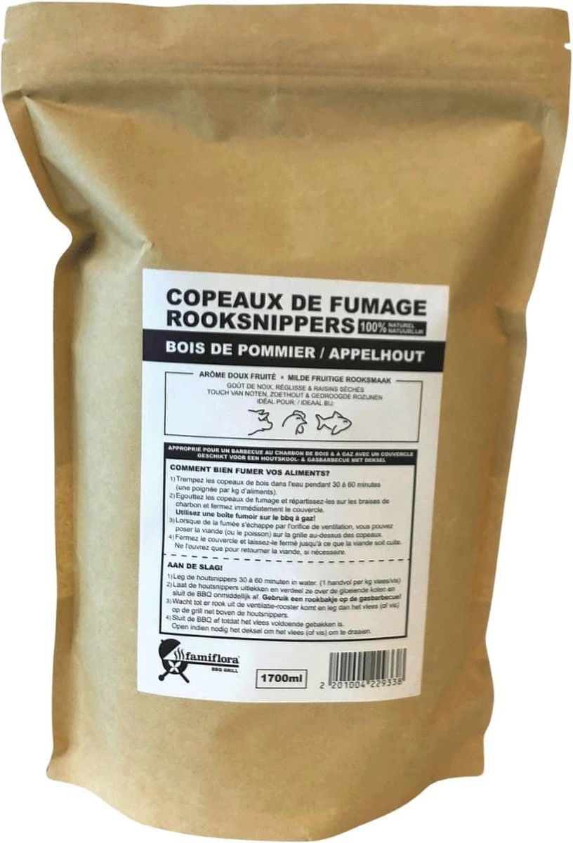 Famiflora BBQ Smoke Chips - Apple Wood - Appelhout (5 Pièces De 1700ML) - Bois à Fumer Idéal Pour La Volaille, Le Poisson Et Le Porc Avec Une Saveur De Fumée Légèrement épicée ! 2 Famiflora BBQ Smoke Chips - Apple Wood - Appelhout (5 Pièces De 1700ML) - Bois à Fumer Idéal Pour La Volaille, Le Poisson Et Le Porc Avec Une Saveur De Fumée Légèrement épicée ! – Image 2
