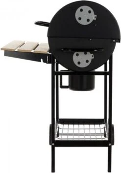 BaseCore® - Barbecue - Charbon De Bois Bbq - BBQ - Avec Roues Robustes - Forme Cylindrique - Haute Qualité - Avec Couvercle, Base Et Tables D'Appoint - Groot Surface De Grille - Acier Zwart -Grill Feu Maison 845x1200