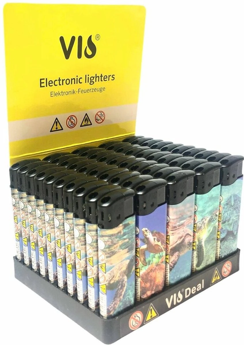 100x Briquets Rechargeables - Unilite - Briquet Clic De Haute Qualité - Avec Tortues Et Imprimé Océan - Avec 2x Bouteilles De Gaz 2 100x Briquets Rechargeables - Unilite - Briquet Clic De Haute Qualité - Avec Tortues Et Imprimé Océan - Avec 2x Bouteilles De Gaz – Image 2