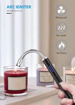 Le Briquet White Bull-Long Stick-Electronic Light-Rechargeable-Windproof Lighter Pour La Kitchen, La Bougie Et Le BBQ. -Grill Feu Maison 864x1200 3