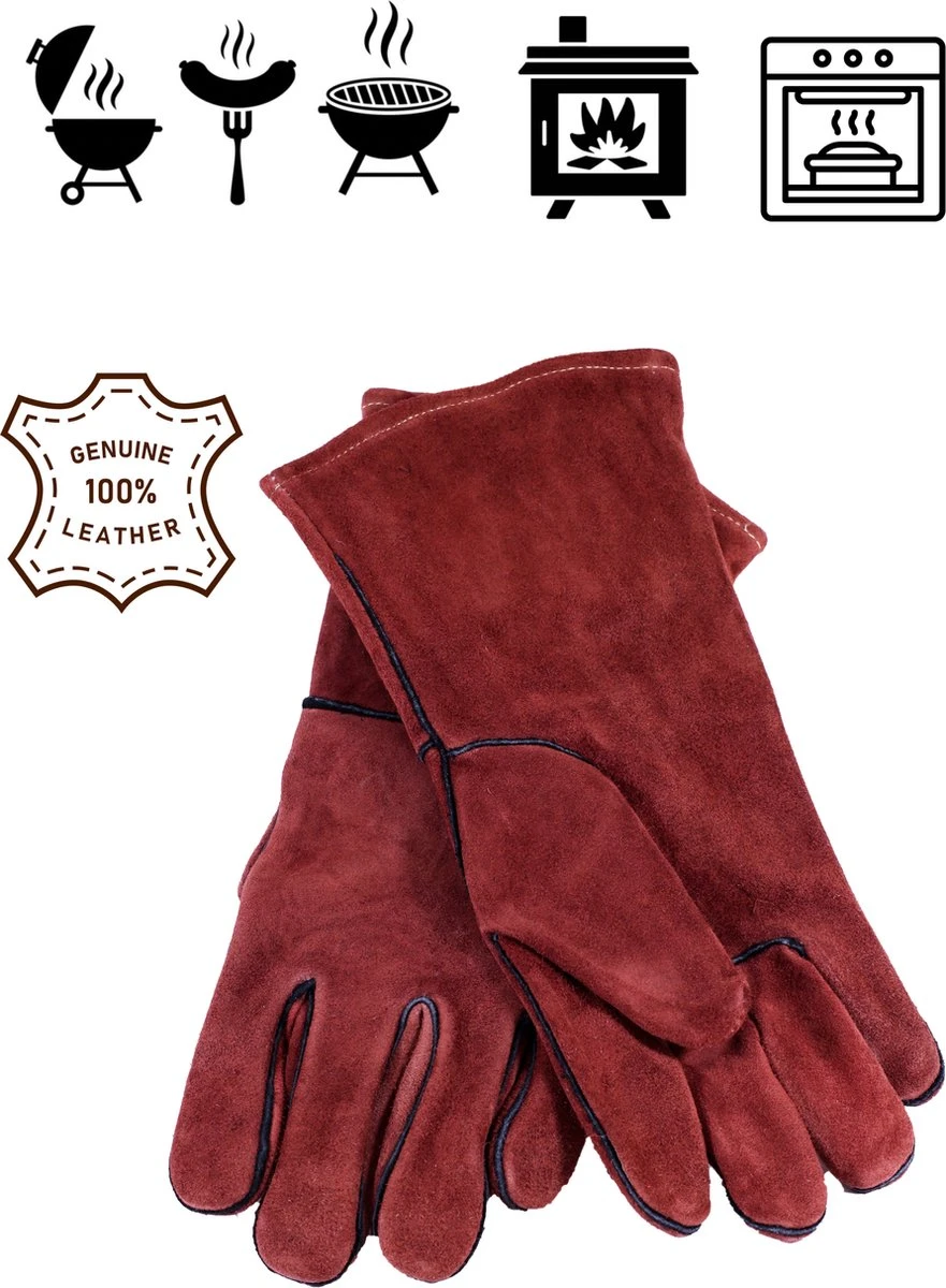 Gants De Barbecue En Cuir IBright Premium - Gants De BBQ En Cuir - Marron Clair / Cognac - Doublés 1 Gants De Barbecue En Cuir IBright Premium - Gants De BBQ En Cuir - Marron Clair / Cognac - Doublés