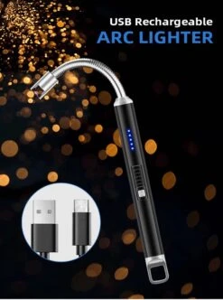 Le Briquet White Bull-Long Stick-Electronic Light-Rechargeable-Windproof Lighter Pour La Kitchen, La Bougie Et Le BBQ.