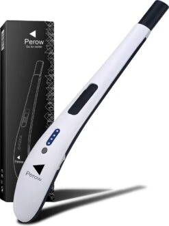 Briquet électrique Long Rechargeable - Blanc - Briquet Plasma Durable - Comprend Une Boîte-cadeau - Barbecue - Bougies