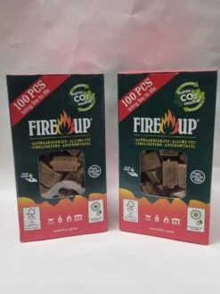 FIRE-UP Allume-feu Marron COMBI-DEAL - 2x100 Pièces - Poêle à Bois Cheminée De Terrasse BBQ Barbecue Foyer Cheminée écologique