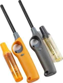 Briquet à Gaz Avec Recharge 2X Jaune Et Gris - Briquet Rechargeable Rechargeable - Protection Enfant - Réglage De La Flamme - Indicateur De Carburant -