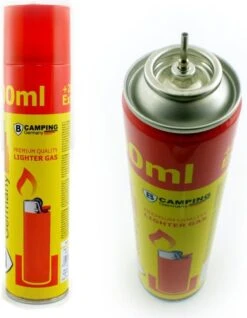 TronicXL 2x Briquet Gaz à Recharger, Gaz Butane Pour Brûleurs Flamme Ours, Briquets Tempête, Bâton Briquet, Jet Flamme, Briquet, Recharge Gaz, Cartouches Avec Adaptateur, Flacon Recharge 300ml