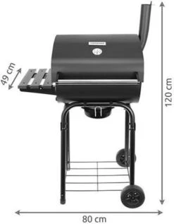 EASTWALL Charcoal Grill Barbecue - Barbecue Avec Table D'appoint - Barbecue à Charbon Mobile - Incl. Outils Et Ventilateur Pour Barbecue - 49x80x120 Cm - Acier Inoxydable - Noir -Grill Feu Maison 934x1200 1