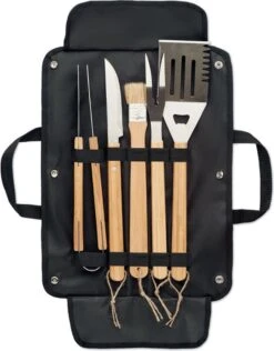 Kitchenhouse - Ensemble Barbecue 5 Pièces - Acier Inoxydable - Poignées En Bois