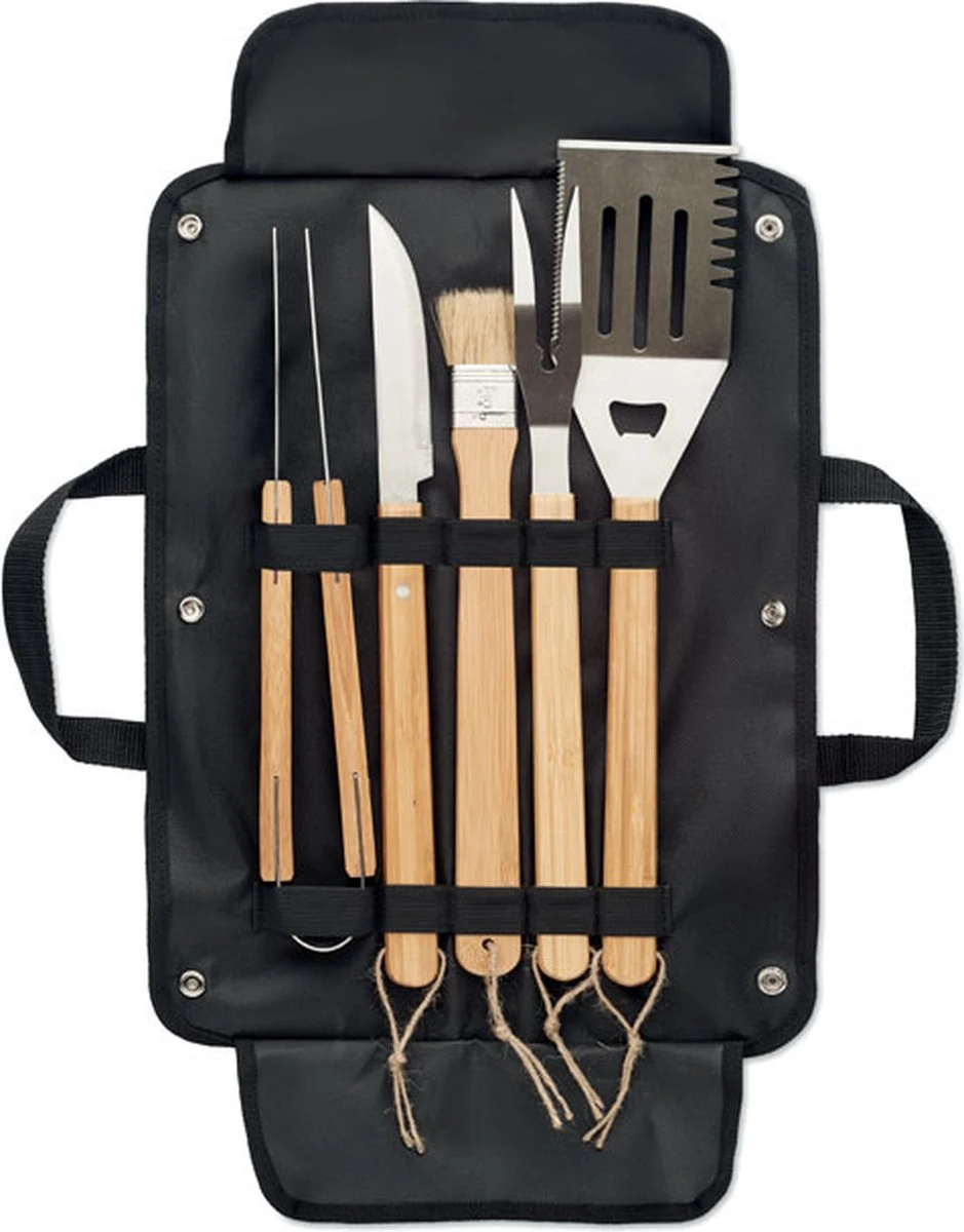 Kitchenhouse - Ensemble Barbecue 5 Pièces - Acier Inoxydable - Poignées En Bois 1 Kitchenhouse - Ensemble Barbecue 5 Pièces - Acier Inoxydable - Poignées En Bois