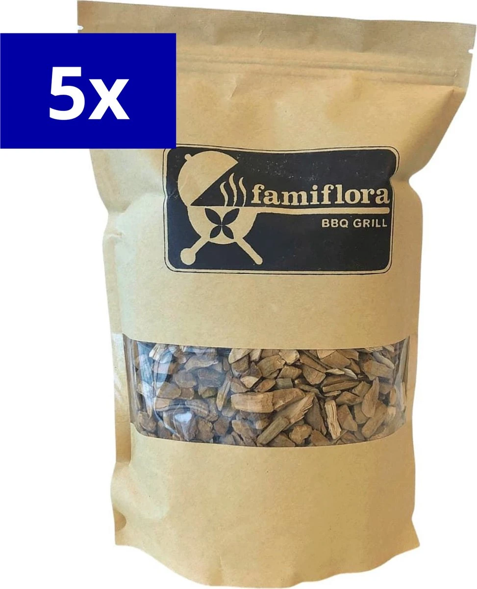 Famiflora BBQ Smoke Chips - Apple Wood - Appelhout (5 Pièces De 1700ML) - Bois à Fumer Idéal Pour La Volaille, Le Poisson Et Le Porc Avec Une Saveur De Fumée Légèrement épicée ! 1 Famiflora BBQ Smoke Chips - Apple Wood - Appelhout (5 Pièces De 1700ML) - Bois à Fumer Idéal Pour La Volaille, Le Poisson Et Le Porc Avec Une Saveur De Fumée Légèrement épicée !