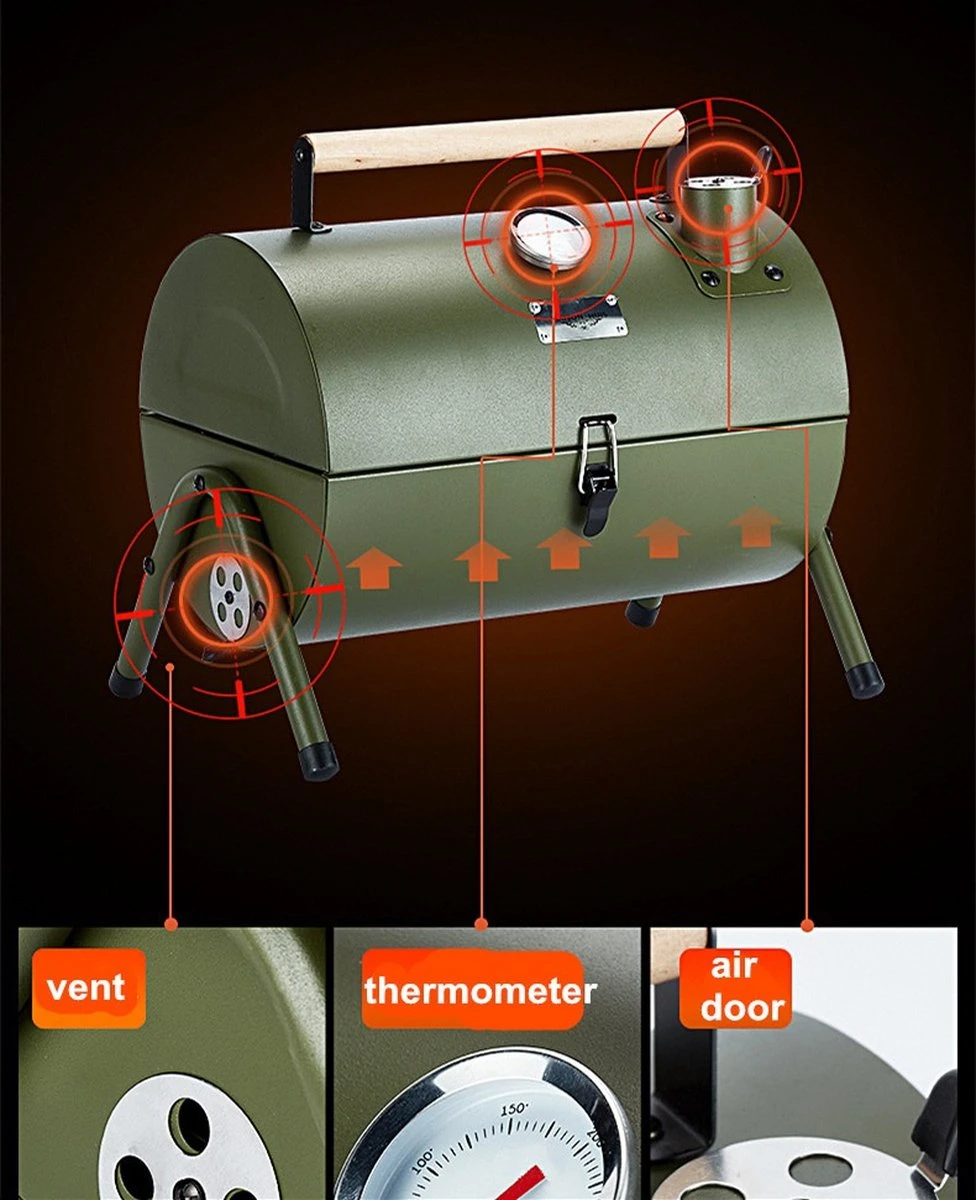 Barbecue à Charbon De Bois - Forme Cylindrique - BBQ D'été - BBQ De Jardin Extérieur Portable Pour 2 à 4 Personnes Camping Pique-nique Viande Savoureuse 4 Barbecue à Charbon De Bois - Forme Cylindrique - BBQ D'été - BBQ De Jardin Extérieur Portable Pour 2 à 4 Personnes Camping Pique-nique Viande Savoureuse – Image 4