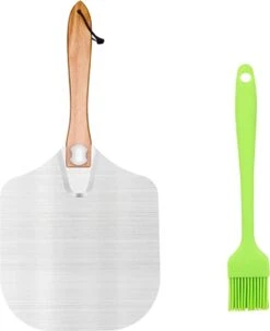 Brango Pizza Baker Accessoires De Vêtements Pour Bébé 2 Pièces - Cuillère à Pizza - Brosse En Siliconen - Préparer Et Cuire La Pizza - Aluminium - Bois - Siliconen