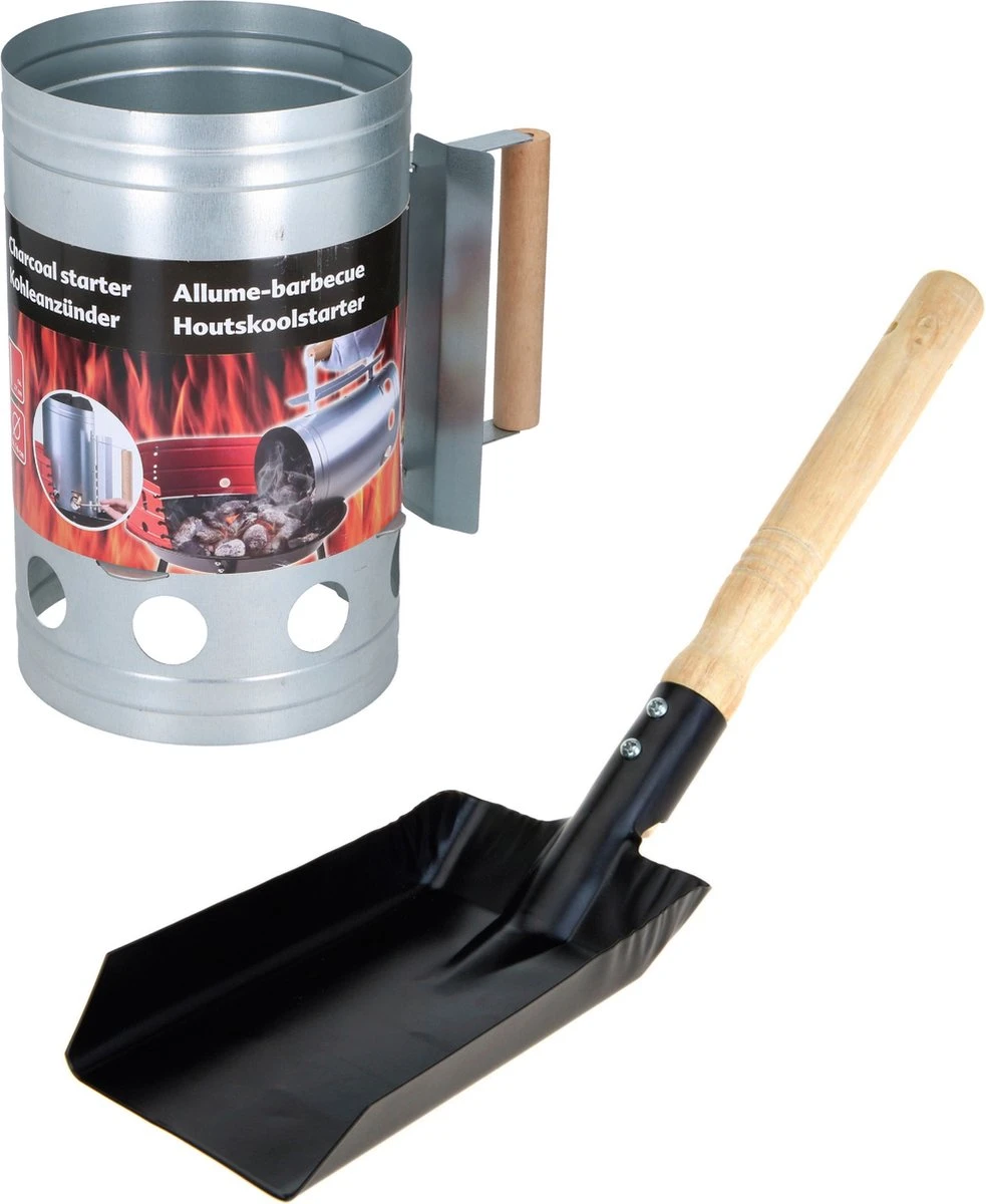 Briquettes Pour BBQ /allume-charbon Avec Manche En Bois 27 Cm - Avec Pelle à Charbon Noir 37 Cm 1 Briquettes Pour BBQ /allume-charbon Avec Manche En Bois 27 Cm - Avec Pelle à Charbon Noir 37 Cm