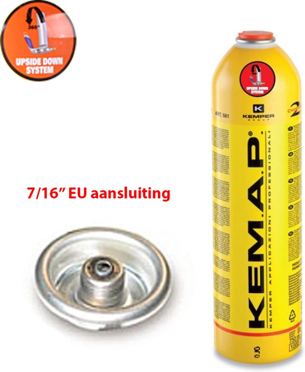 Cylindre Jetable UPsideDOWN KEMAP 7/16" Connexion EU - Fonctionne Sans Flammes - Cartouche De Gaz 250 Grammes - Convient Au Brasage - Soudure - Chauffage - Bouteille De Gaz 1 Cylindre Jetable UPsideDOWN KEMAP 7/16" Connexion EU - Fonctionne Sans Flammes - Cartouche De Gaz 250 Grammes - Convient Au Brasage - Soudure - Chauffage - Bouteille De Gaz