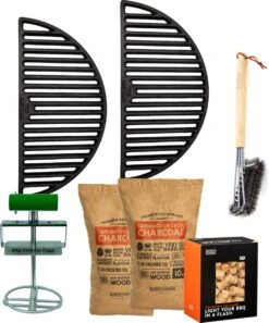 Pack D'accessoires Indispensables - The Bastard Large - Ea. 2x Grille Fonte - 2x Charbon 10kg - Smokin' Flavours